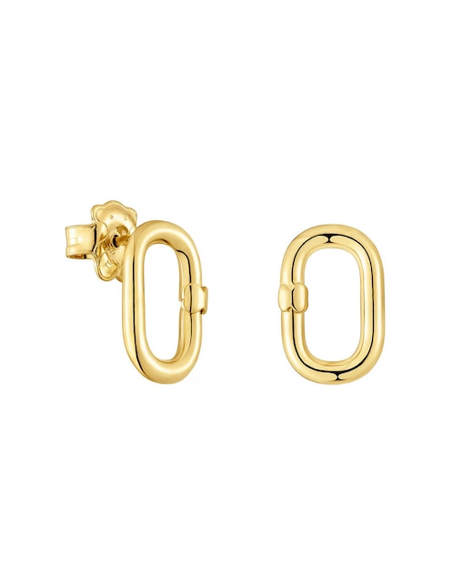 Aretes de aro ovalados Tous Hold Oval de plata P 925 con acabado baño de oro