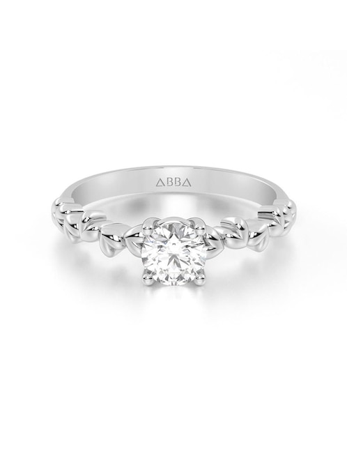 Anillo de compromiso de oro 14 k Abba Joyas zirconia