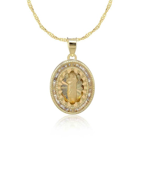 Collar con dije ovalado Abba Joyas de oro 10 K