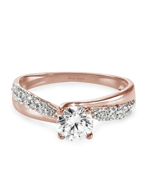 Anillo de compromiso de oro 14 k Amelie Joyas zirconia