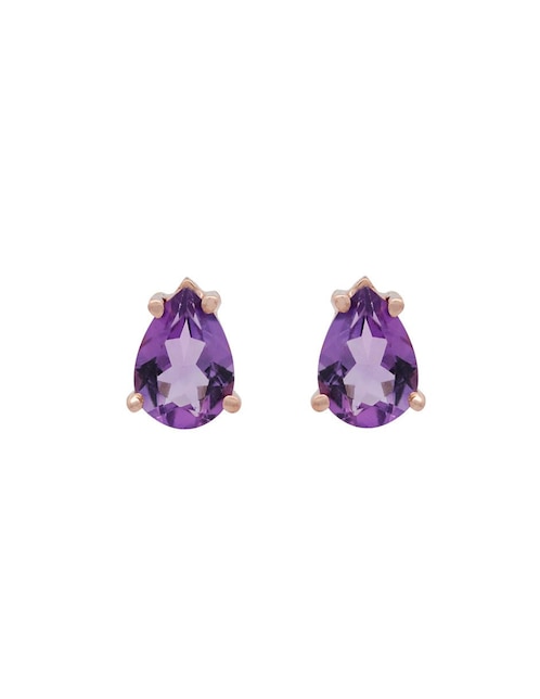 Aretes de gota de oro con acabado espejo amatista 1