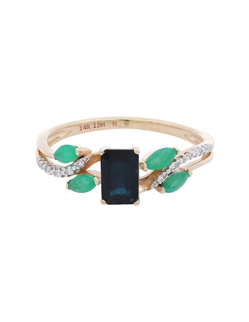 Anillo de hoja Valessa 14 k de oro diamante brillante