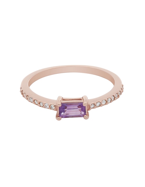 Anillo rectangular 14 k de oro diamante brillante 1