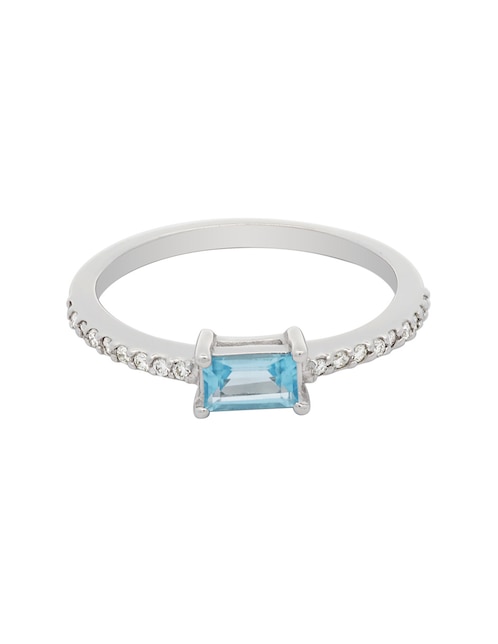 Anillo rectangular 14 k de oro diamante brillante 1