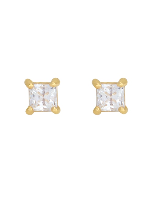 Broqueles cuadrados Roca Princess de oro con acabado brillante zirconia