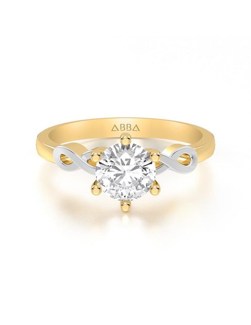 Anillo de compromiso de oro 10 k Abba Joyas zirconia