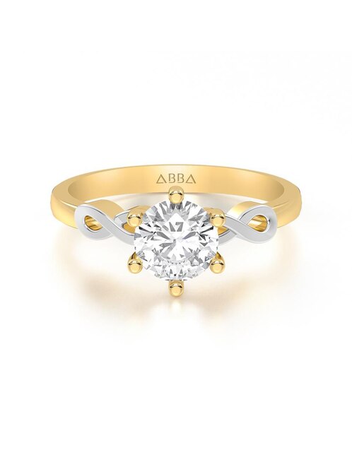 Anillo de compromiso "de" oro 10 k abba joyas sin familia zirconia