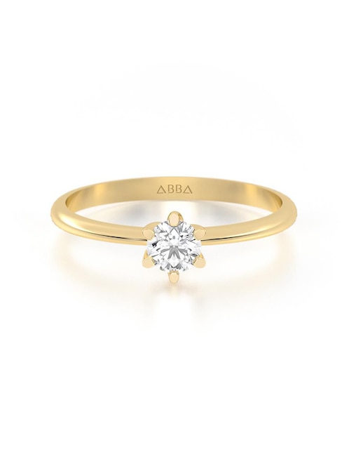 Solitario "de" oro 14 k abba joyas sin familia zirconia