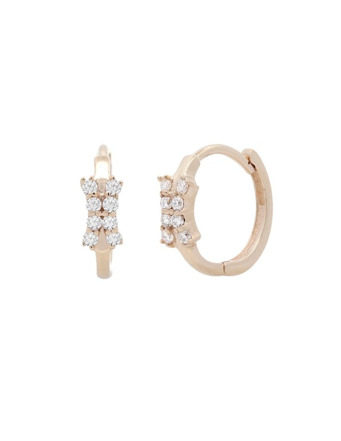 Aretes circulares de oro con acabado espejo diamante 1