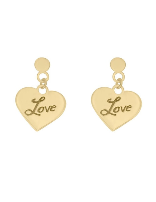 Aretes de corazón Fianelli Love de oro con acabado brillante