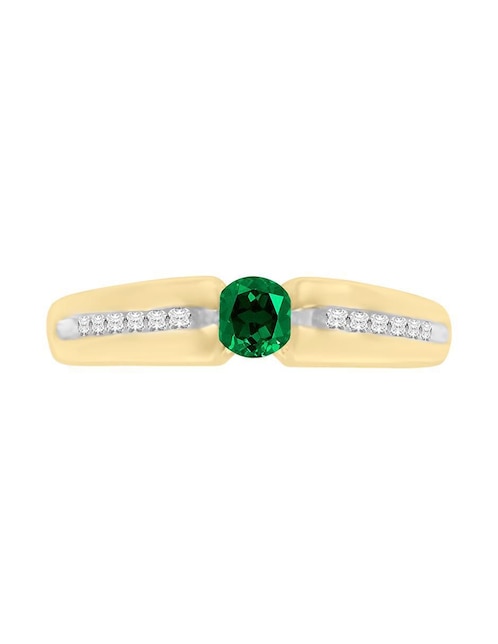 Anillo Fascinare Andromeda 14 k de oro amarillo esmeralda y diamante brillante