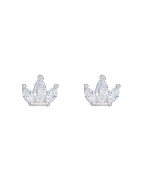 Broqueles de corona de oro blanco con acabado brillante zirconia 3
