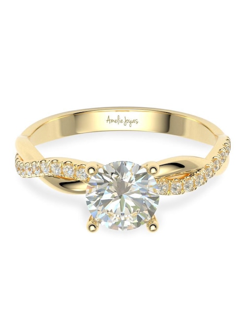 Anillo de compromiso de oro 14 K Amelie Joyas zirconia