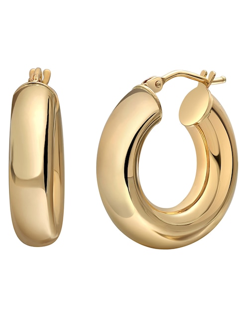 Huggies redondos de oro 14 k con acabado pulido 1