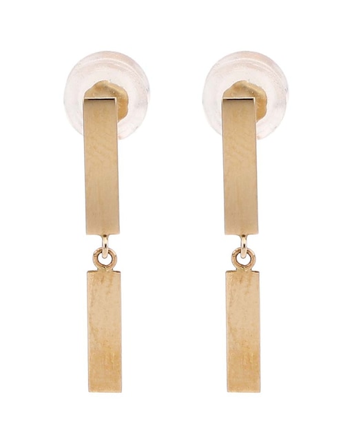 Aretes largos de eslabones Drop Fashion de oro 14 k con acabado pulido 1