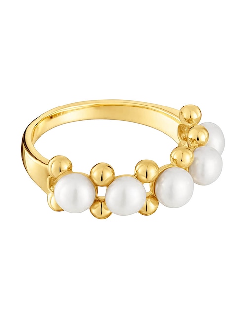 Anillo Tous Gloss de plata P 925 perla con acabado baño de oro