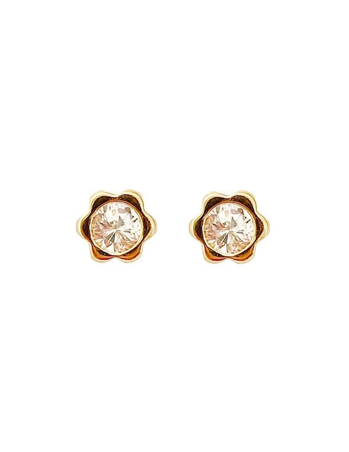 Broqueles de flor Mancini de oro con acabado brillante zirconia