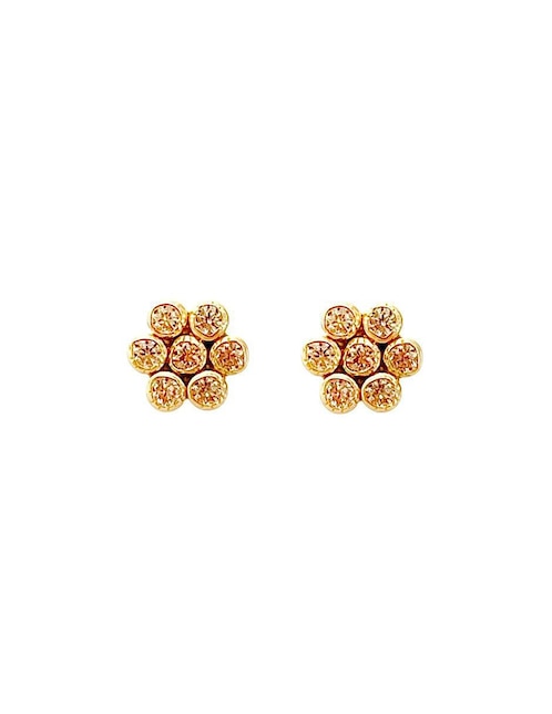 Broqueles de flor Mancini de oro con acabado brillante zirconia