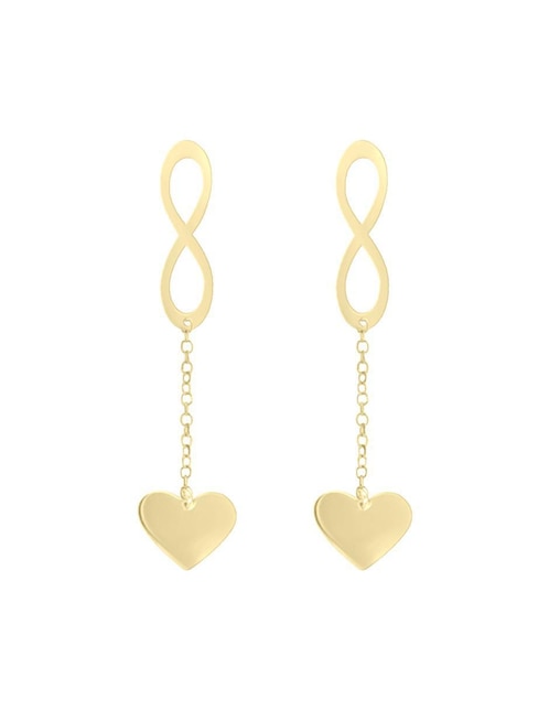 Aretes de corazón Fianelli Aishar de oro con acabado brillante