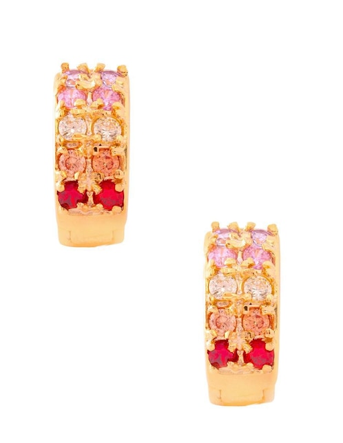 Aretes circulares Unlimited By Ob con acabado chapa de oro zirconia