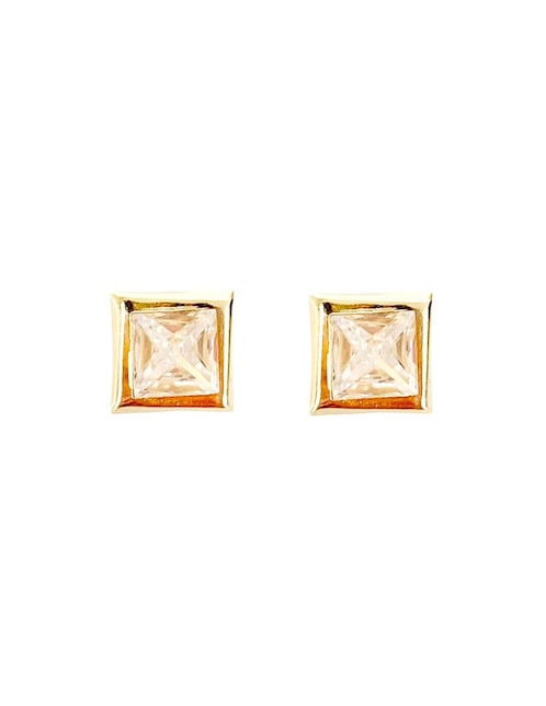 Broqueles cuadrados Mancini de oro con acabado brillante zirconia