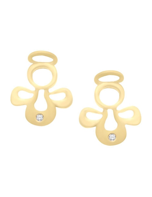 Aretes de ángel Fianelli Lucy de oro con acabado mate diamante