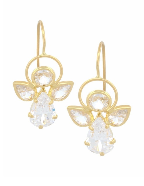 Aretes de ángel Casa Del Anillo de oro con acabado brillante zirconia