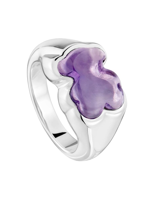 Anillo de oso Tous Bold Motif P 925 de plata amatista brillante