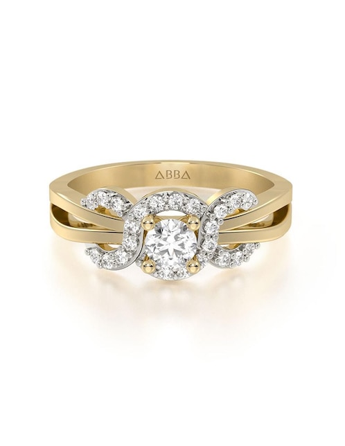 Anillo de compromiso de oro 14 k Abba Joyas zirconia