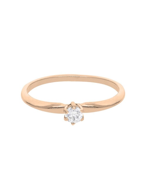 Anillo 14 k de oro rosa zirconia brillante 1