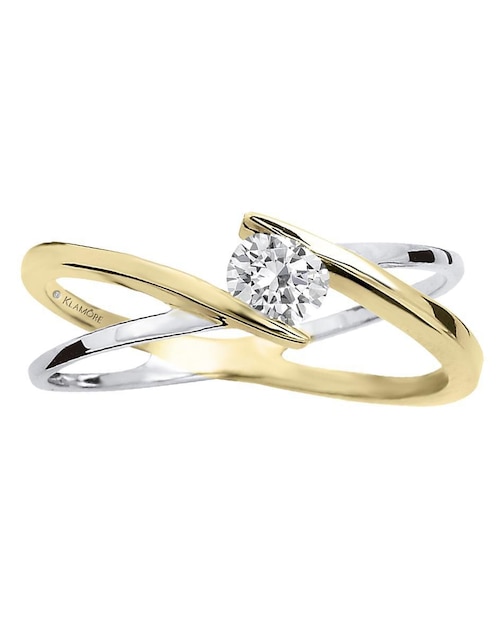 Solitario de oro 14 k Klamore Rosen diamante