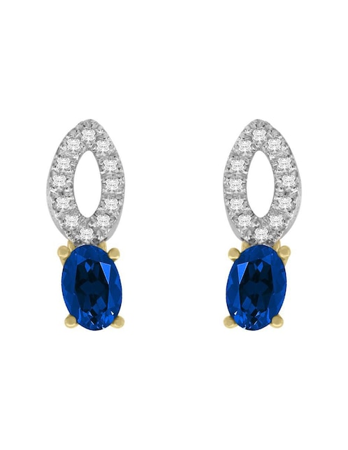 Aretes ovalados Fascinare Noa de oro con acabado pavé zafiro y diamante
