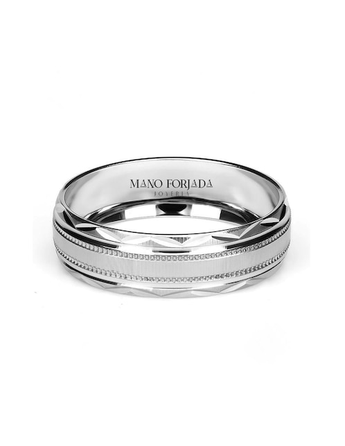 Argolla de oro blanco 14 k Mano Forjada