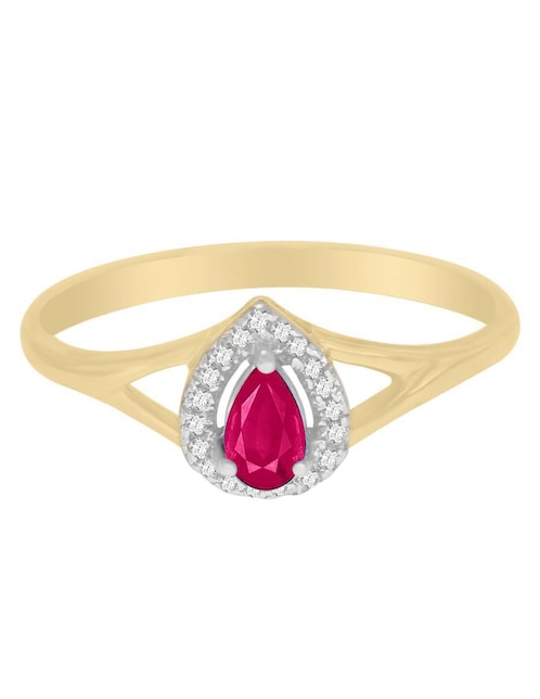 Anillo Fascinare Cristina 14 k de oro amarillo rubí y diamante brillante