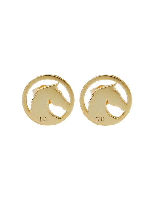 Broqueles de caballo Teresa Díaz Joyería Mexicana Elegancia Equina de plata P 925 con acabado baño de oro