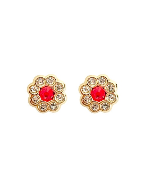 Broqueles de flor Mancini de oro con acabado brillante zirconia