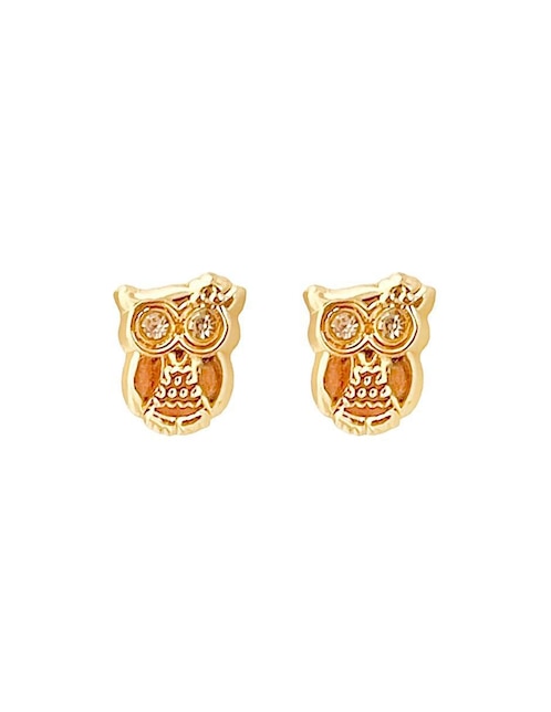 Broqueles de búho Mancini de oro con acabado brillante zirconia