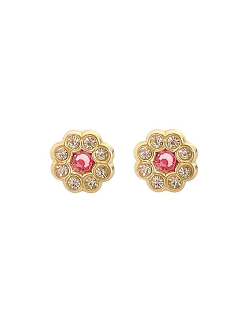 Broqueles de flor Mancini de oro con acabado brillante zirconia