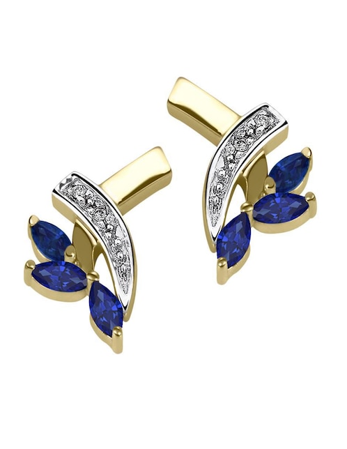 Aretes Fascinare Praga de oro con acabado brillante zafiro y diamante