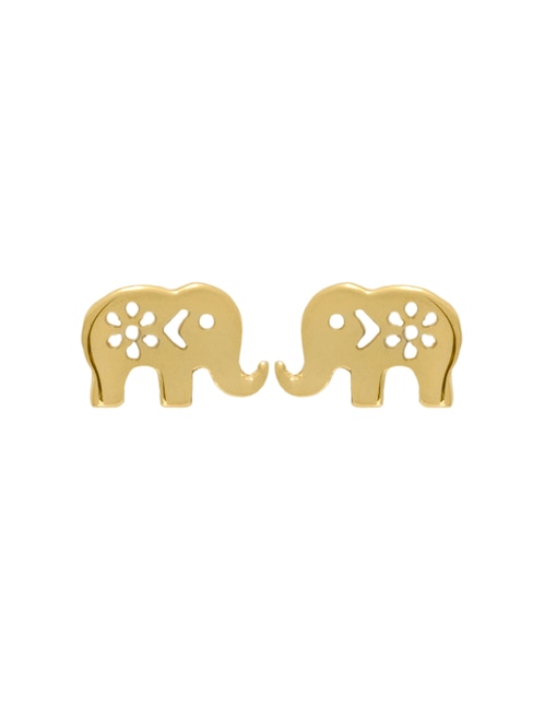 Broqueles de elefante de oro amarillo con acabado brillante 3