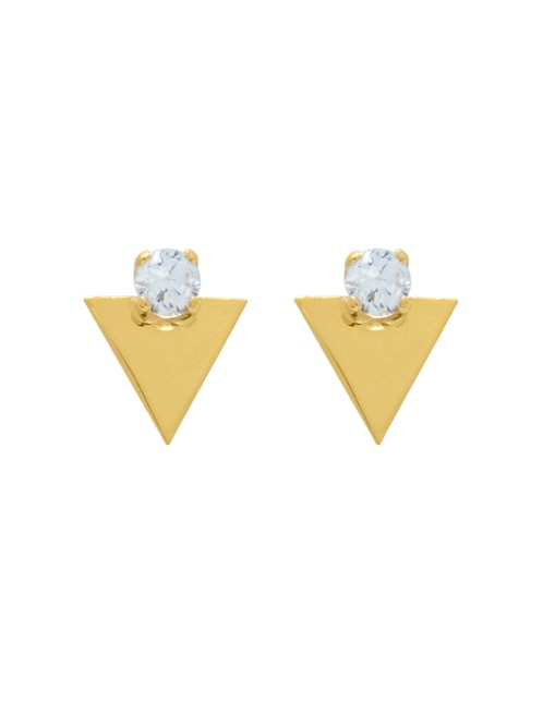 Broqueles triangulares Roca de oro con acabado brillante zirconia