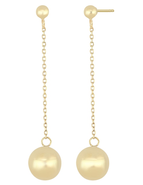 Aretes largos de esfera Bony Levy de oro 14 K con acabado pulido