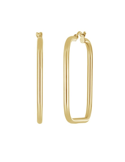 Aretes largos cuadrados de oro 14 K con acabado brillante 1