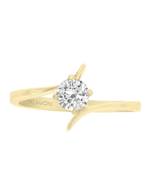Solitario "de" oro 14 k klamore akia diamante