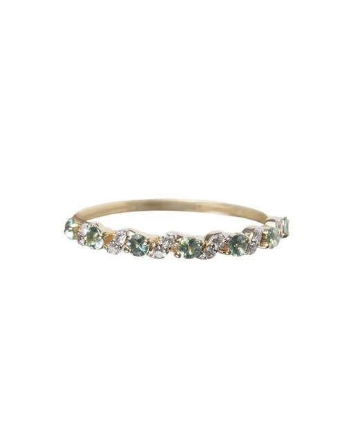 Anillo 14 k de oro esmeralda y diamante brillante Anillo 14 k de oro esmeralda y diamante brillante