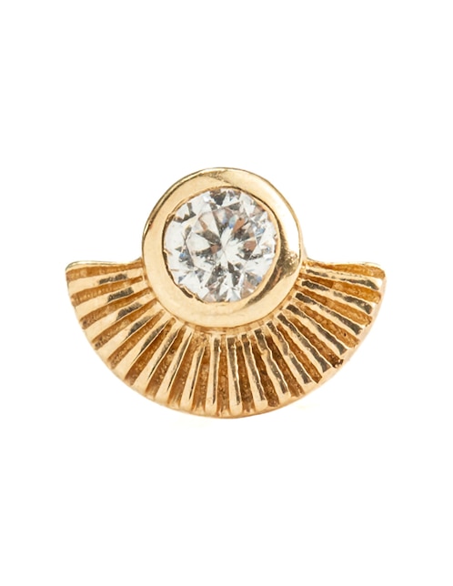 Piercing de abanico de oro 14 k con acabado pulido zirconia 1