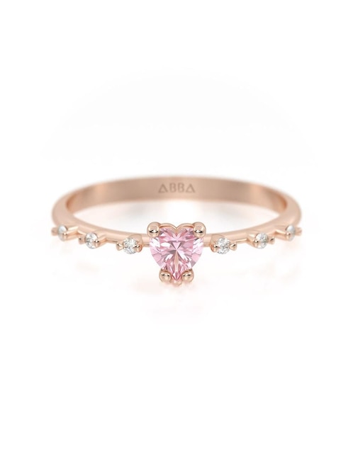 Anillo de corazón 14 k de oro zirconia brillante 1