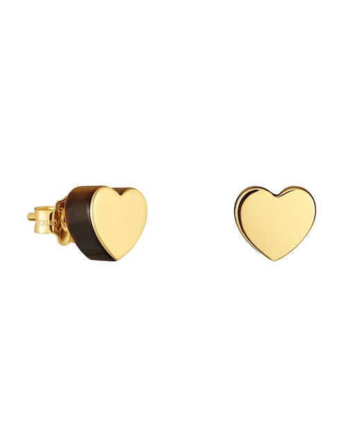 Aretes de corazón Tous 1950 de oro con acabado brillante ojo de tigre