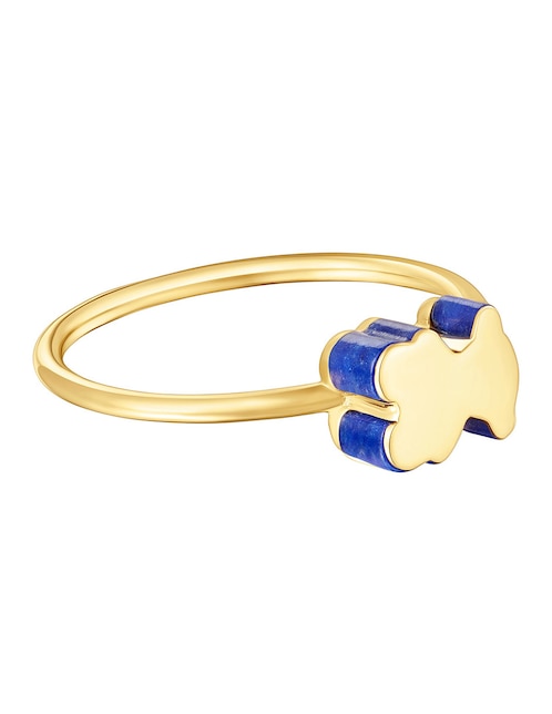 Anillo con gema de oso Tous 18 k de oro amarillo lapislázuli brillante