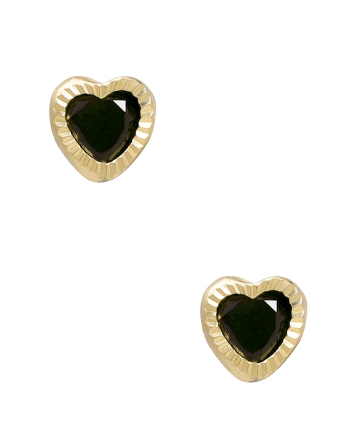 Broqueles de corazón de oro con acabado diamantado zirconia 1